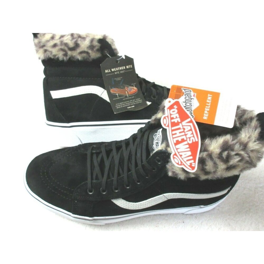 Vans Women's Sk8-Hi Platform MTE All Weather Suede Boots Black Leopard Size 5.5